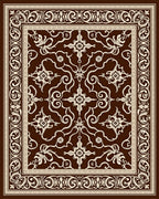 Rich Brown Garden Scroll Rug