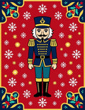 Festive Red Nutcracker Snowflake Border Rug