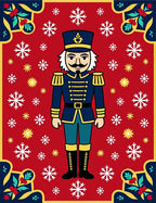 Festive Red Nutcracker Snowflake Border Rug