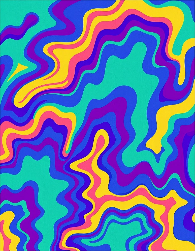 Vibrant Abstract Swirling Waves Rug