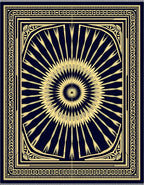 Navy Gold Sunburst Geometric Rug