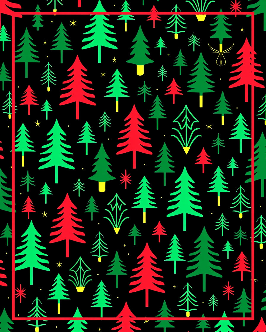 Red Green Christmas Tree Garland Rug