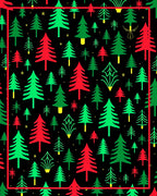Red Green Christmas Tree Garland Rug