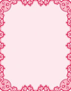 Ornate Pink Scrollwork Border Rug