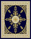 Navy Gold Floral Medallion Frame Rug