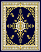 Navy Gold Floral Medallion Frame Rug