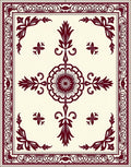 Deep Red Central Bloom Corner Accents Rug