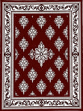 Rich Crimson Floral Border Medallions Rug