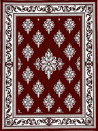 Rich Crimson Floral Border Medallions Rug