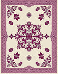 Deep Plum Floral Medallion Border Rug