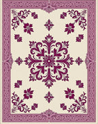 Deep Plum Floral Medallion Border Rug
