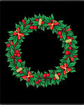 Festive Green Red Holly Wreath Rug
