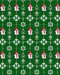 Christmas Snowman Green Tartan Snowflakes Rug