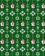 Christmas Snowman Green Tartan Snowflakes Rug
