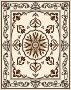 Ivory Brown Floral Scroll Medallion Rug