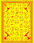 Bright Yellow Red Baseball Field Accents Rug