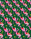 Festive Pink Flamingo Christmas Stars Rug