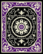 Regal Purple Cream Black Floral Medallion Rug