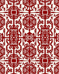 Crimson Ivory Symmetric Folk Art Rug