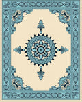 Light Blue Medallion Floral Border Rug