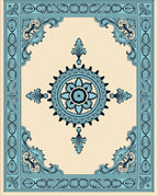 Light Blue Medallion Floral Border Rug