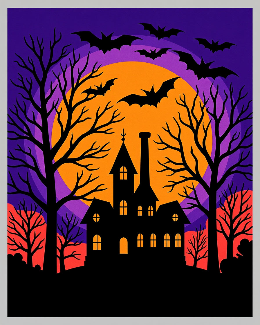 Spooky Bat Haunted Mansion Night Rug