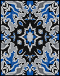 Cobalt Blue Gray Floral Medallion Rug