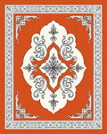 Vibrant Orange White Scroll Medallion Rug