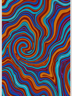 Crimson Orange Blue Swirl Topography Rug