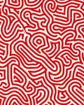 Red White Maze With Yellow Dots Rug