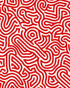 Red White Maze With Yellow Dots Rug