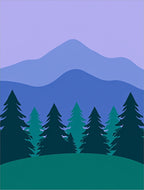 Misty Mountain Forest Landscape Rug