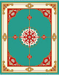 Teal Crimson Floral Geometric Medallion Rug