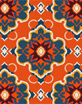 Bold Orange Geometric Floral Rug