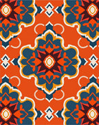 Bold Orange Geometric Floral Rug