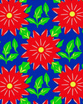 Vibrant Red Flower Garden Burst Rug