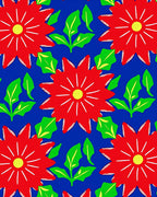 Vibrant Red Flower Garden Burst Rug