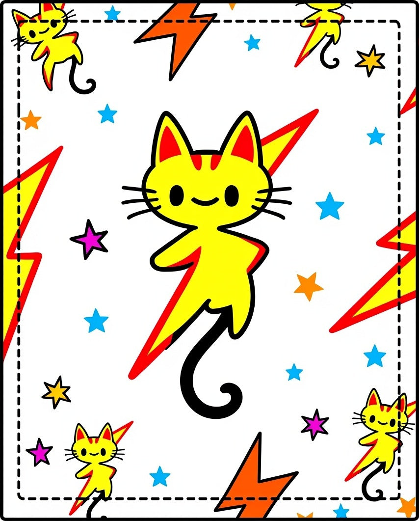 Yellow Kitten Lightning Bolt Starburst Rug