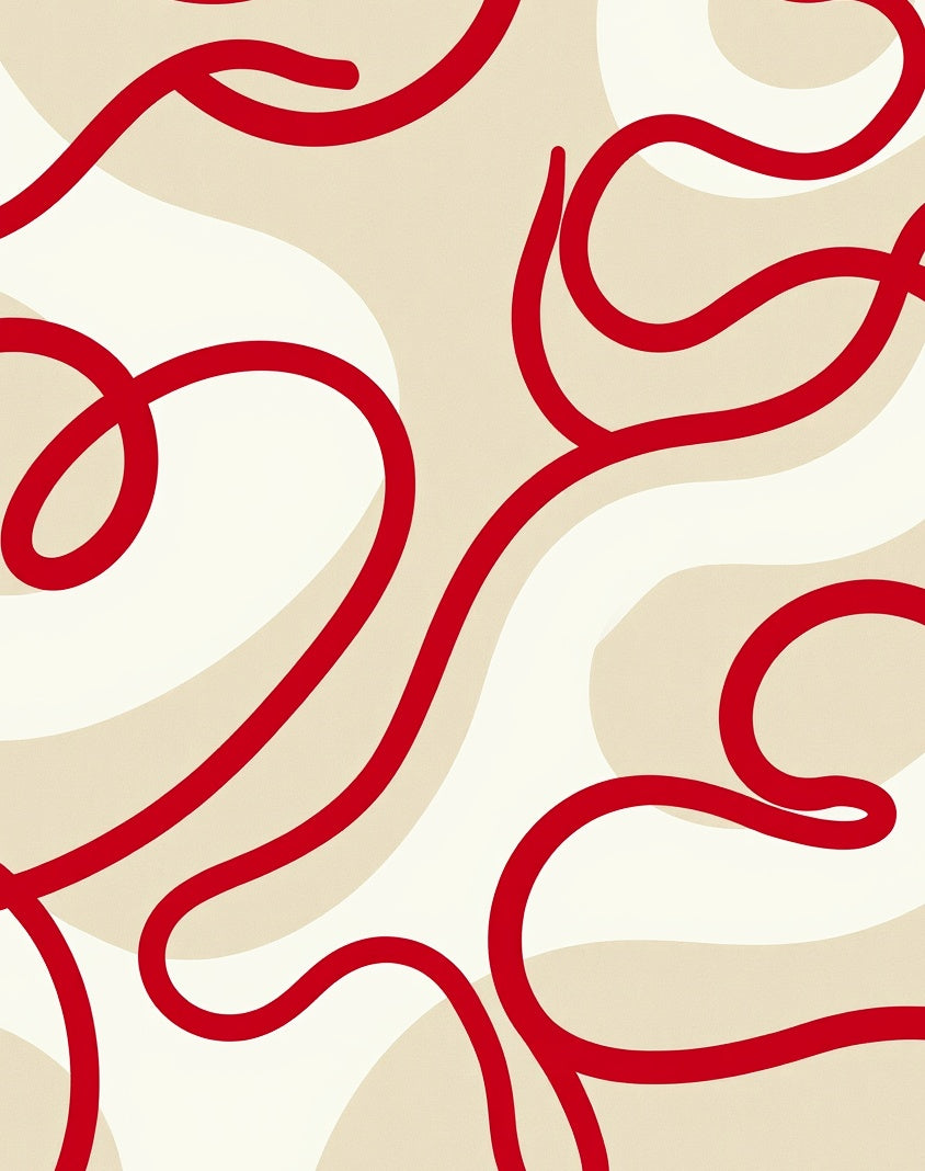 Crimson Swirl Abstract Organic Rug