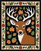 Autumn Deer With Leafy Border Rug