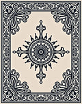 Black Ivory Medallion Sun Border Rug