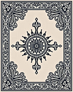 Black Ivory Medallion Sun Border Rug