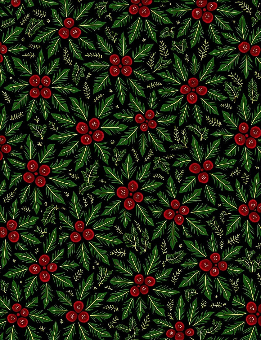 Festive Red Berry Holly Garland Rug