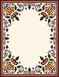 Crimson Yellow Floral Border Frame Rug