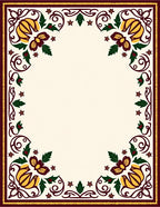 Crimson Yellow Floral Border Frame Rug