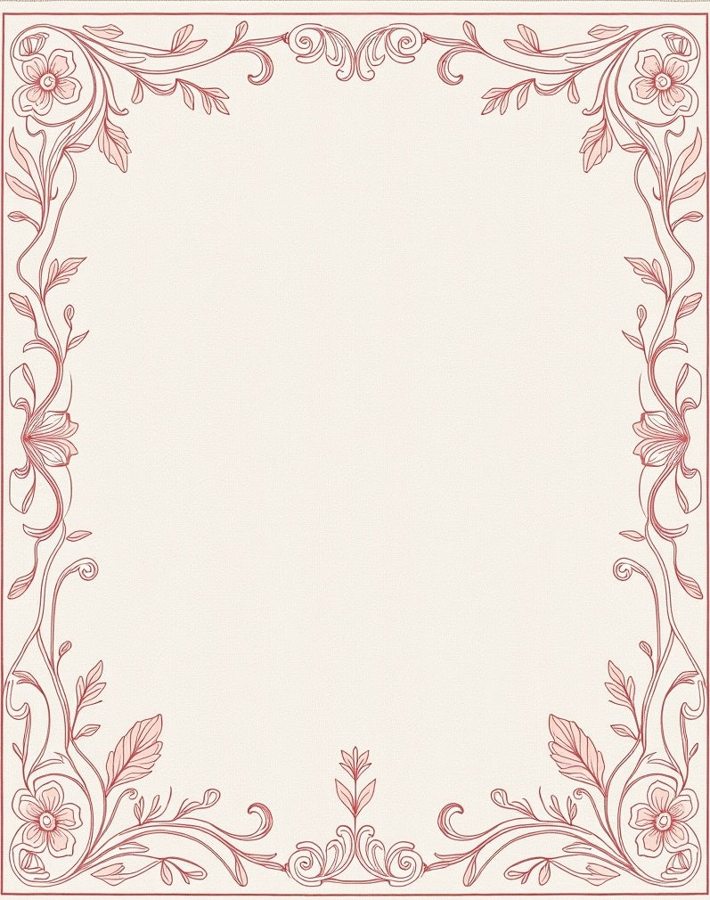 Ornate Blush Floral Vine Borders Rug