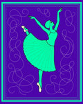 Turquoise Ballerina Graceful Purple Scrolls Rug