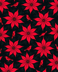 Vibrant Red Floral Bird Repeat Rug