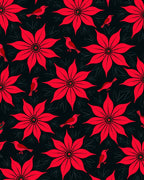 Vibrant Red Floral Bird Repeat Rug