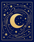 Golden Moon And Stars Swirl Rug